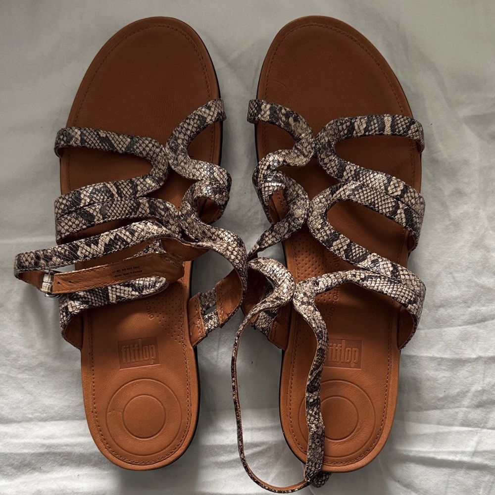 Fitflop Snake Print Sandals Size 10